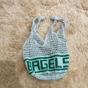 Stylish Green Knit Net Tote Bag
